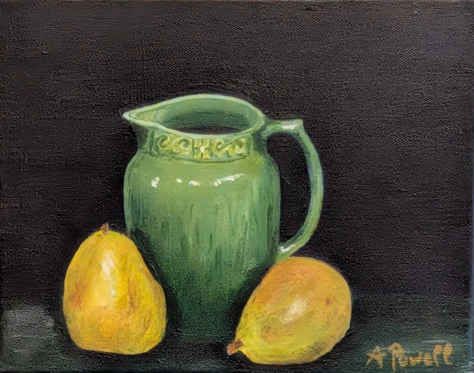 Green Pitcher and Pears