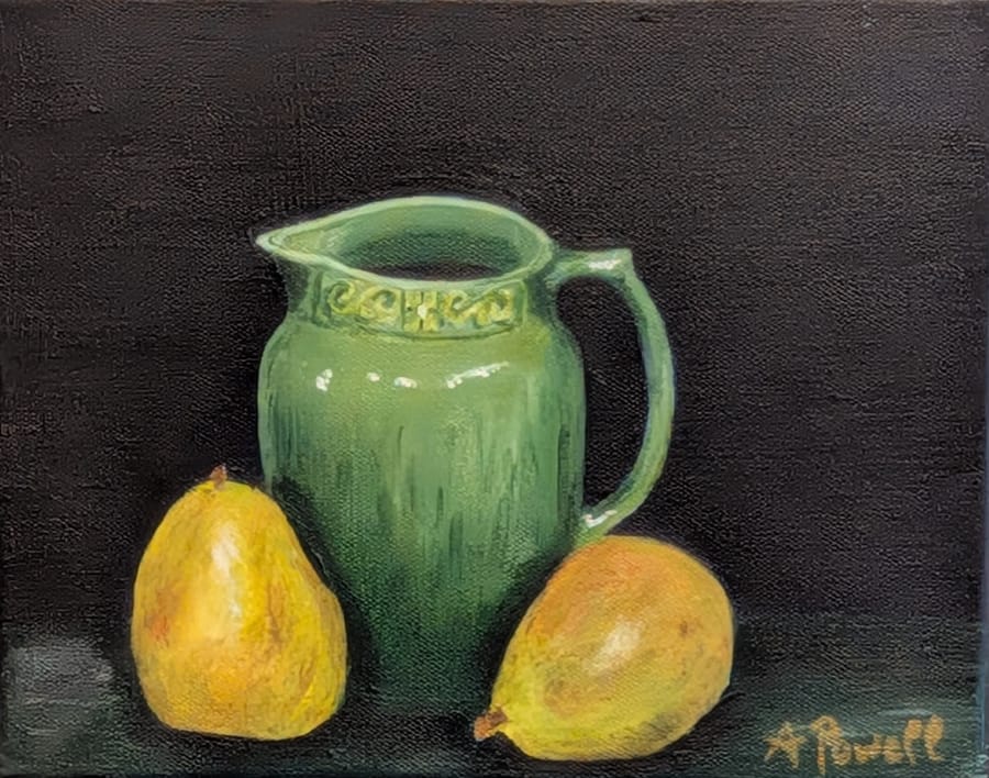 Green Pitcher and Pears